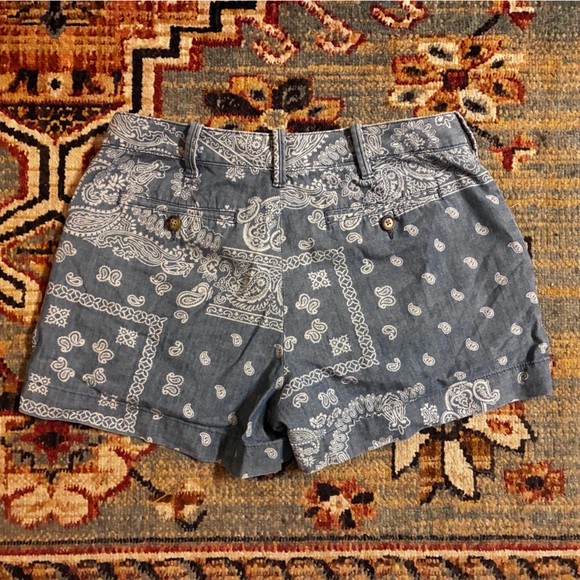 Polo by Ralph Lauren Blue Bandana Paisley Chambray Jean Shorts Women’s Size 4 - Picture 7 of 9
